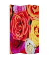 Homezia 48 X 72 Multi Color Wood Canvas Daisy And Rose Screen
