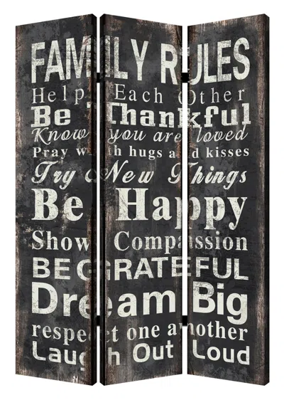 Homezia 48 X 72 Multi Color Wood Canvas Family Rule Screen