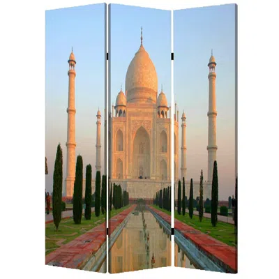 Homezia 48" X 72" Multi Color Wood Canvas Taj Mahal Screen