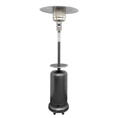 Homezia 48000 Btu Silver Steel Propane Cylindrical Pole Standing Patio Heater In Gray