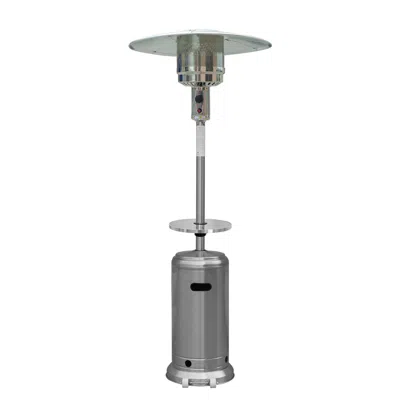 Homezia 48000 Btu Silver Steel Propane Cylindrical Pole Standing Patio Heater In Gray