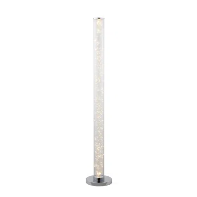 Homezia 49" Steel Led Column Floor Lamp With Clear Drum Shade In Transparent