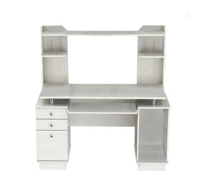 Homezia 49" White Computer Desk With Three Drawers