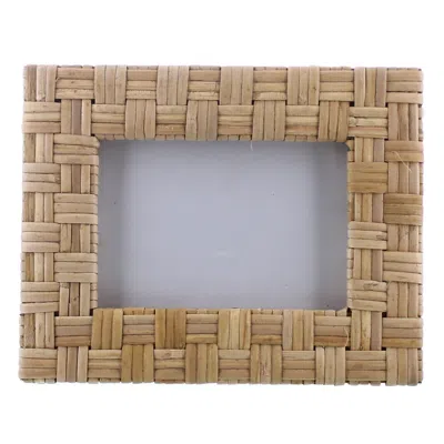Homezia 4x6 Woven Bamboo Rectangular Frame In Brown