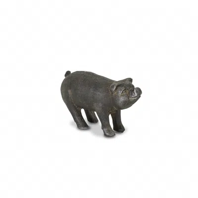 Homezia 5" Black Cast Iron Pig Hand Painted Sculpture