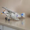 Homezia 5" Blue And Gray Metal Hand Painted Model Airplane
