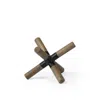 Homezia 5" Brown Wood And Metal Jack Tabletop Sculpture