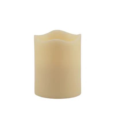 Homezia 5" Ivory Flameless Pillar Candle In Brown