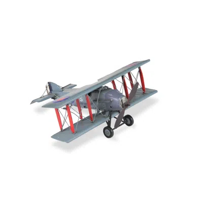 Homezia 5" Red And Gray Metal Hand Painted Model Airplane