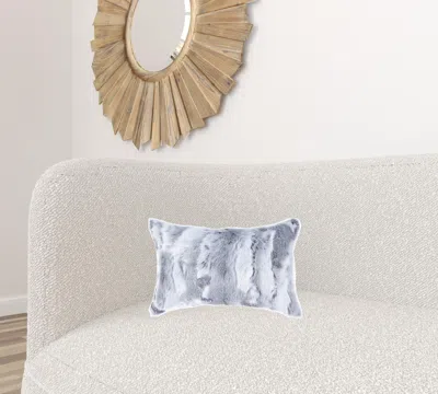 Homezia 5" X 12" X 20" 100% Natural Rabbit Fur Grey Pillow