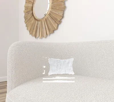Homezia 5" X 12" X 20" 100% Natural Rabbit Fur White Pillow