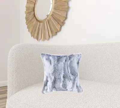 Homezia 5" X 18" X 18" 100% Natural Rabbit Fur Grey Pillow
