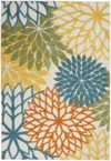 Homezia 5' X 7' Turquoise Floral Non Skid Indoor Outdoor Area Rug
