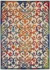 Homezia 5' X 8' Ivory And Blue Floral Indoor Outdoor Area Rug