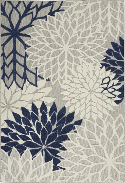 Homezia 5' X 8' Ivory And Blue Indoor Outdoor Area Rug In Neutral