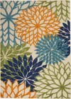 Homezia 5' X 8' Ivory And Blue Indoor Outdoor Area Rug