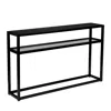 Homezia 50" Black Glass Frame Console Table With Storage