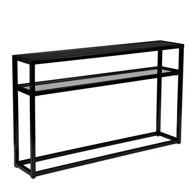 Homezia 50" Black Glass Frame Console Table With Storage In Brown