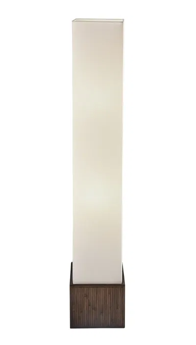 Homezia 50" Brown Rattan Lantern Floor Lamp With Long White Rectangular Shade