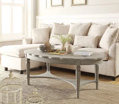 Homezia 50" X 28" X 19" Antique White Coffee Table