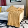 Homezia 50" X 50" Light Yellow Knitted Cotton Throw Blanket