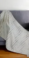 Homezia 50" X 60" Cream Kantha Cotton Striped Throw Blanket With Embroidery