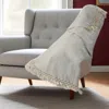 Homezia 50" X 60" Gray Woven Cotton Herringbone Throw Blanket With Tassels
