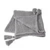 Homezia 50" X 60" Gray Woven Cotton Throw Blanket With Tassels