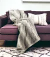 Homezia 50" X 60" Grey And White Modern Contemporary Heated Throw Blankets