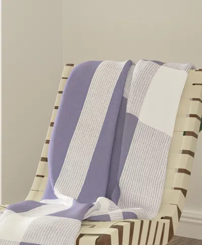 Homezia 50" X 60" Purple Woven Cotton Checkered Throw Blanket With Fringe