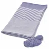 Homezia 50" X 60" Purple Woven Cotton Striped Throw Blanket With Tassels