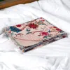 Homezia 50" X 70" Pink And Red Kantha Cotton Floral Throw Blanket With Embroidery