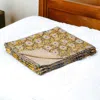Homezia 50" X 70" Yellow And Gray Kantha Cotton Floral Throw Blanket