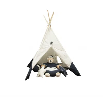 Homezia 51 X 55 X 73 White And Blue Fabric Tent In Black