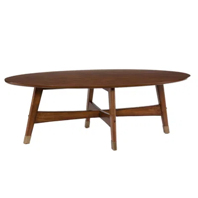 Homezia 52" Brown Solid Wood And Metal Rectangular Coffee Table