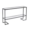 Homezia 52" Clear And Black Glass Mirrored Frame Console Table With Storage