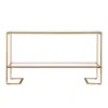 Homezia 52" Clear And Gold Glass Mirrored Frame Console Table With Storage