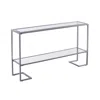 Homezia 52" Clear And Silver Glass Mirrored Frame Console Table With Storage