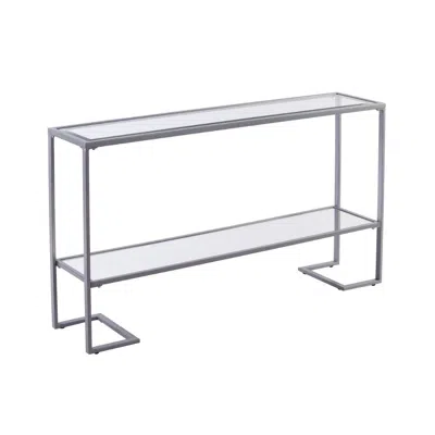 Homezia 52" Clear And Silver Glass Mirrored Frame Console Table With Storage