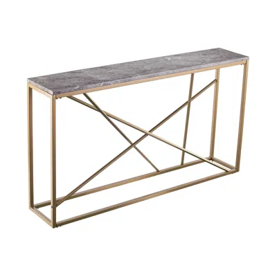Homezia 52" Gray And Gold Faux Marble Frame Console Table