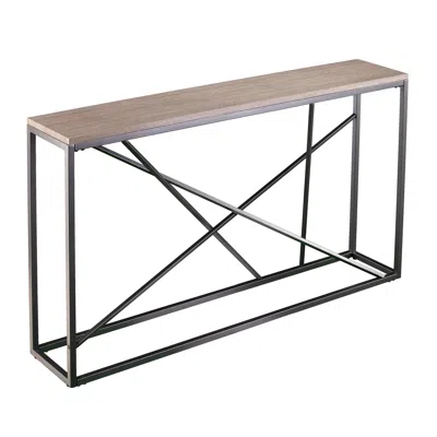Homezia 52" Taupe And Gray Faux Stone Frame Console Table
