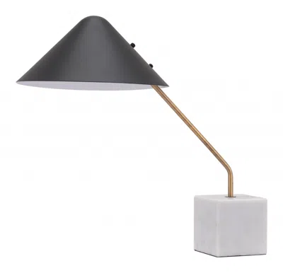 Homezia 52" White Metal Bedside Table Lamp With Black Cone Shade In Blue