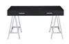 Homezia 54" Black And Silver Writing Desk With Two Drawers
