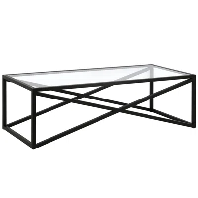 Homezia 54" Black Glass And Steel Coffee Table