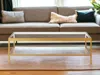 Homezia 54" Clear And Gold Glass And Steel Coffee Table With Shelf