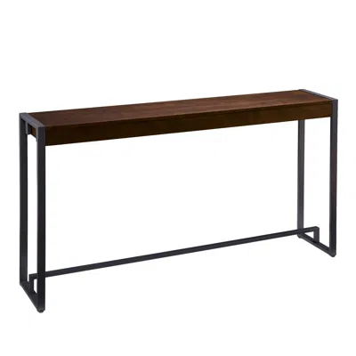 Homezia 54" Dark Brown And Metal Sled Console Table