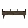 Homezia 54" Dark Walnut Manufactured Wood Open Shelving Tv Stand