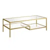 Homezia 54" Gold Glass And Steel Coffee Table With Two Shelves
