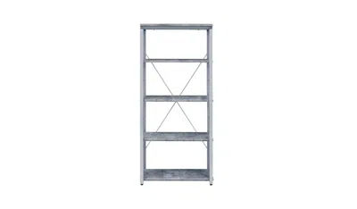 Homezia 54" Gray And Silver Metal Four Tier Etagere Bookcase