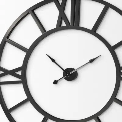 Homezia 54" Round Xl Industrial Style Wall Clock With Open Face Desing In Blue